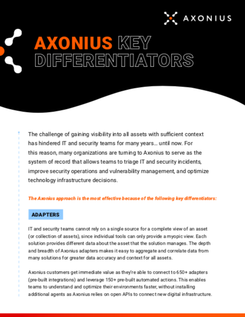 Axonius Key Differentiators