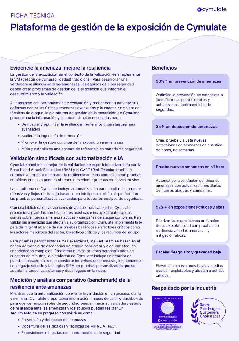 Plataforma de Gestión de La Exposición de Cymulate