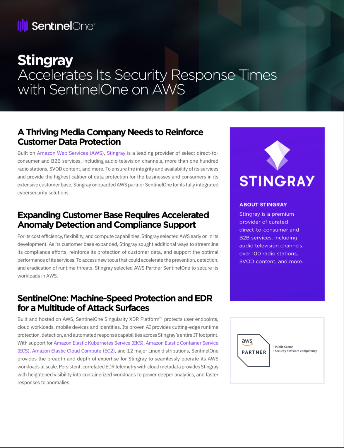 Stingray Accelerates Its Security Response Times with SentinelOne on AWS