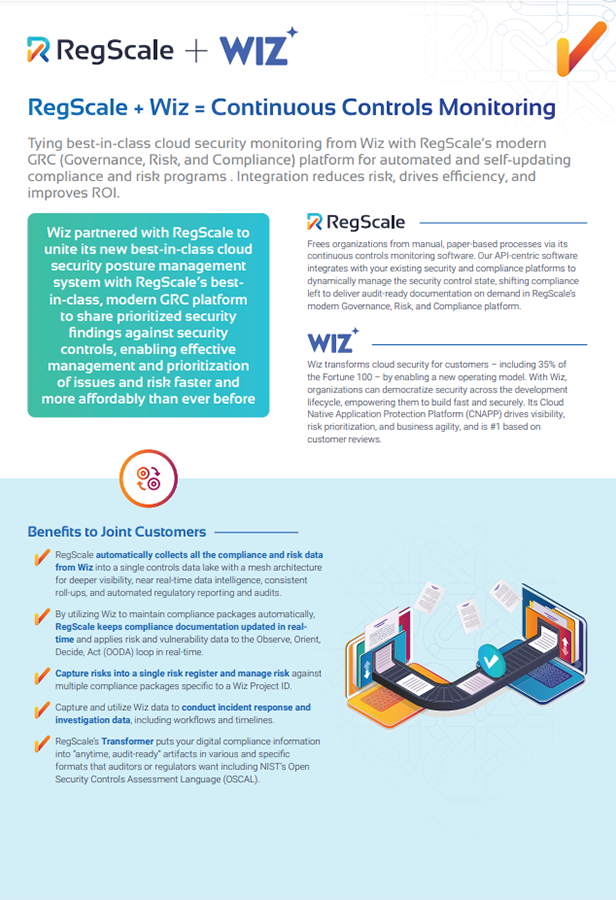 RegScale + Wiz = Continuous Controls Monitoring