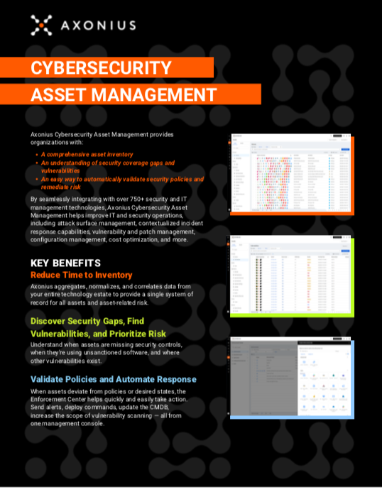 Axonius Cybersecurity Asset Management Datasheet